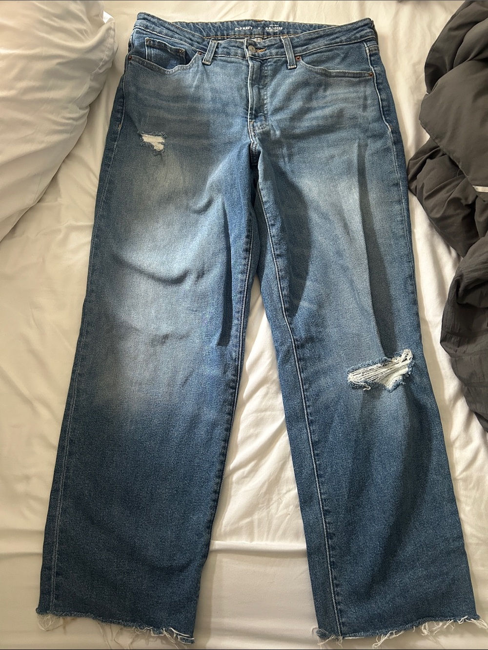 Old Navy Blue Women's Wide-Leg Distressed Jeans
